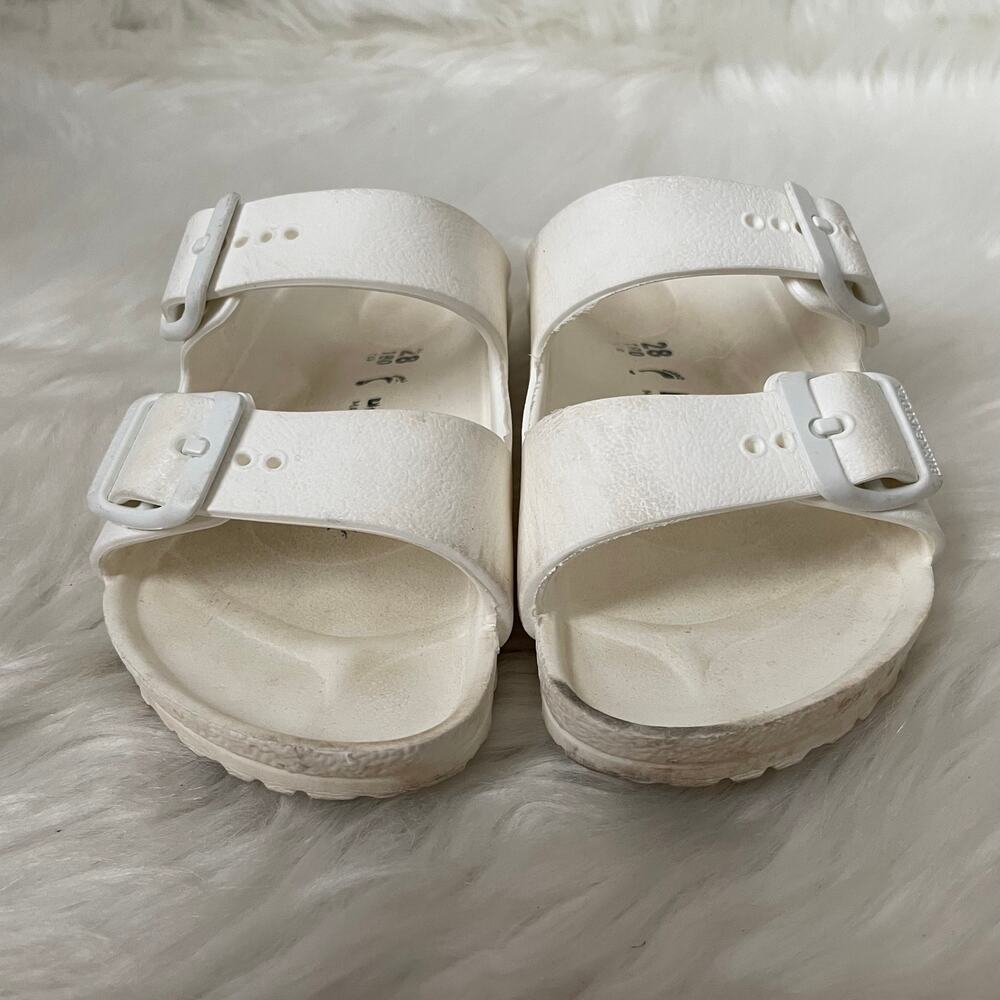 Birkenstock Sandals Kids 10-10.5 White Arizona Slides Flat Buckle Beachy Light - Picture 5 of 13
